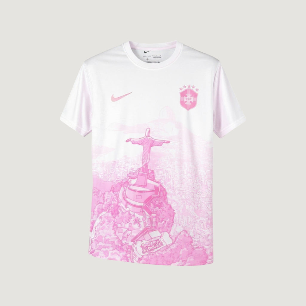 Maillot Brésil – Pré-Match 25/26 – Blanc & Rose